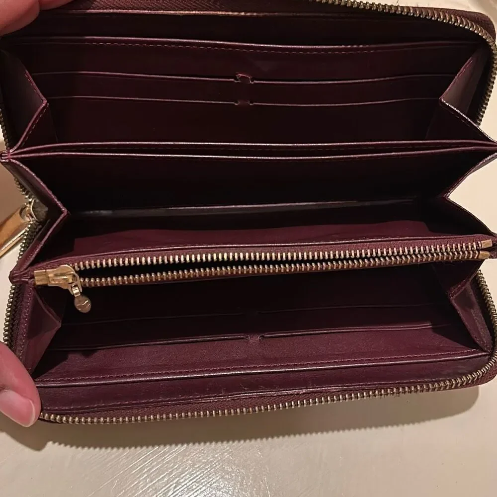 Louis Vuitton Vernis Zip Around Long Wallet Merlot Shiny Dark Red Logo Print LV